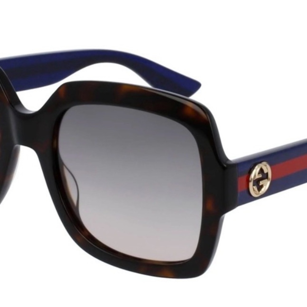 GUCCI Havana Square Sunglasses. Tortoise frame w/ Navy & Red Detail 🤎❤️💙